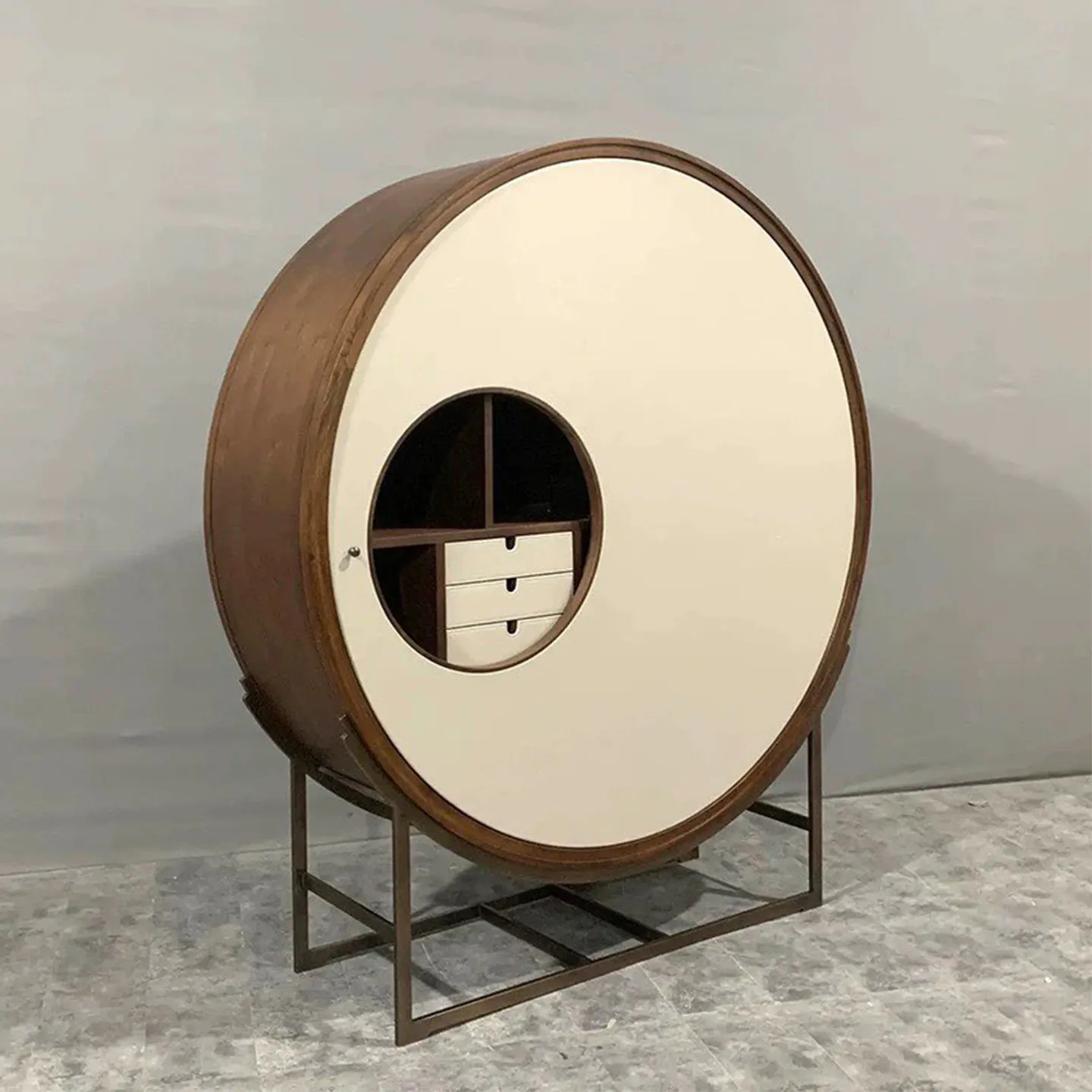 

Solid wood study entrance storage cabinet master design creative drum art storage cabinet