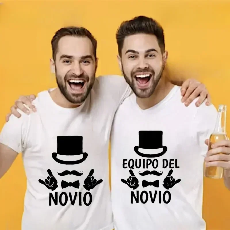 Team Groom T-shirt Equipo De Novio Print T Shirt Bachelorette Hen Party Male Tee Wedding Groomsman Clothes Tshirts Best Men Tops