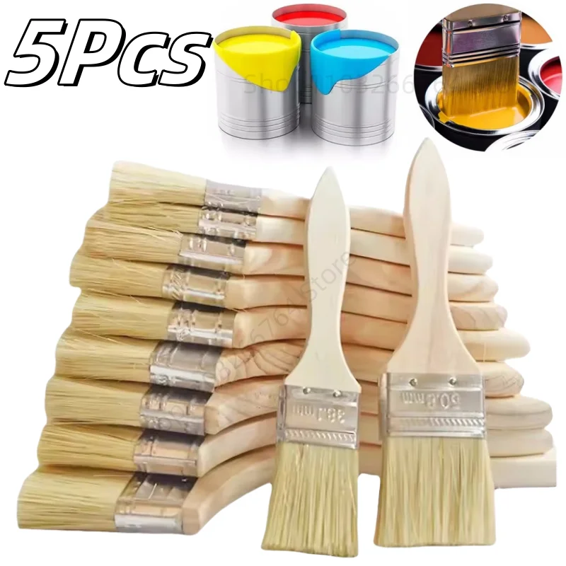 5Pcs Excellent Quality Paint Brush Wooden/Plastic Handle BBQ Brush Soft Hair Brush Artist Painting Brushes Furniture Paint Tool