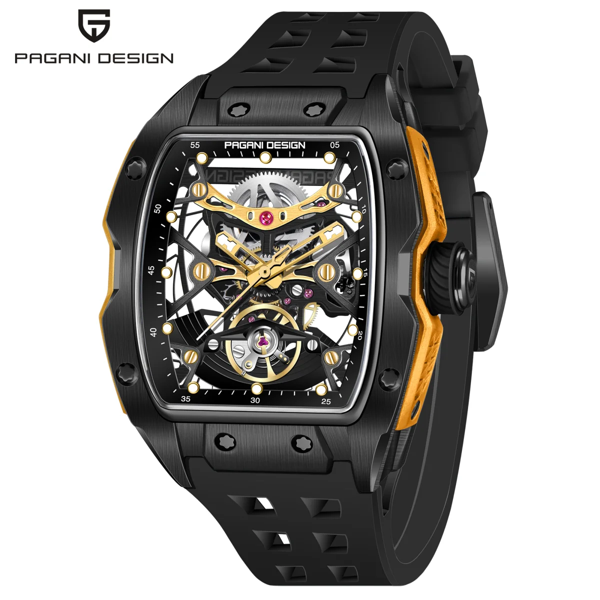 PAGANI DESIGN 42MM Skeleton Men's Automatic Mechanical Watches Sport Sapphire Glass Watch 50M Waterproof Watch For Men PDYS018