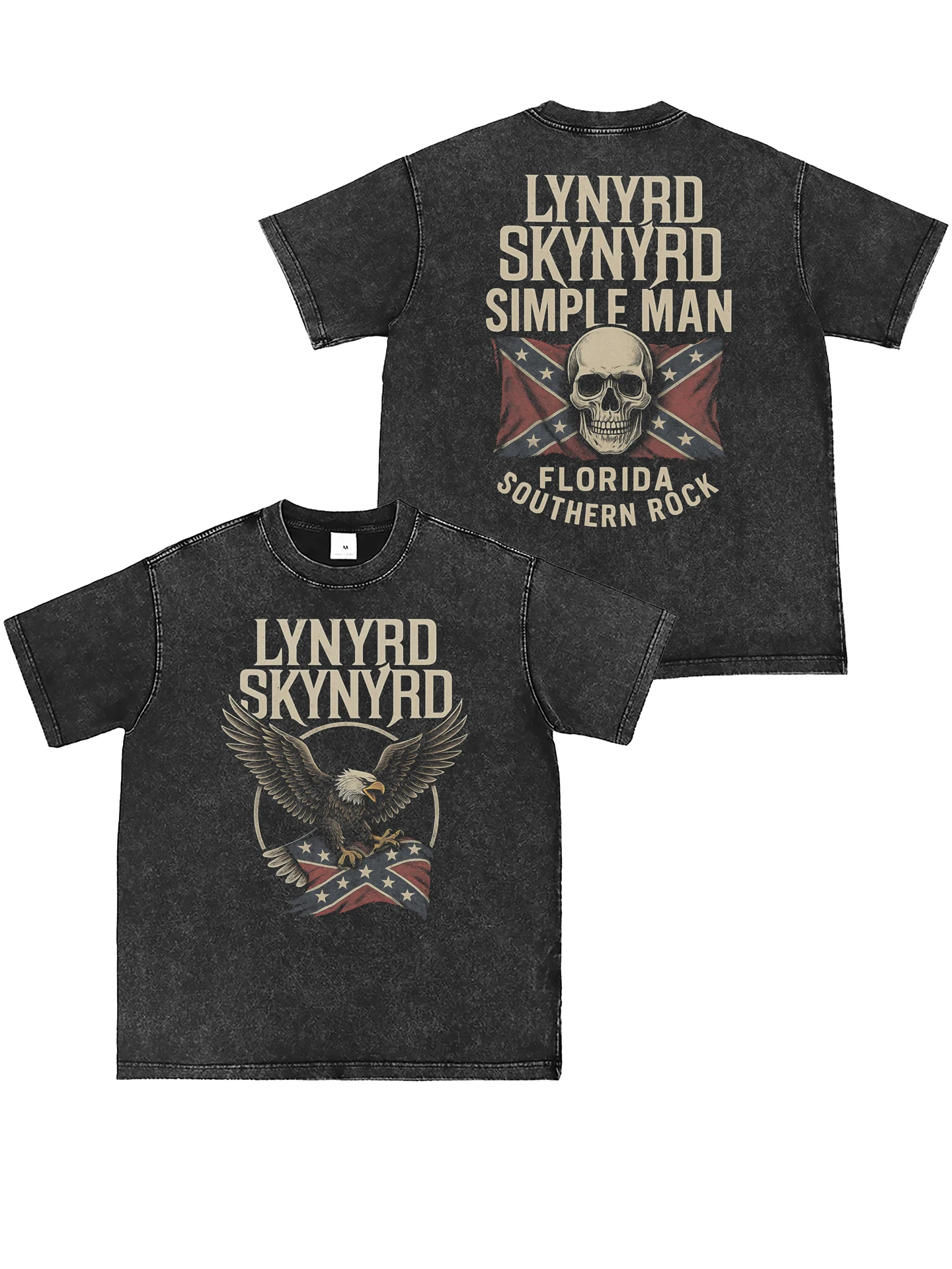  Band Vintage Washed Direct Print Grey American Street Punk Rock Short Sleeve T-Shirt Unisex Summer Cotton roun...