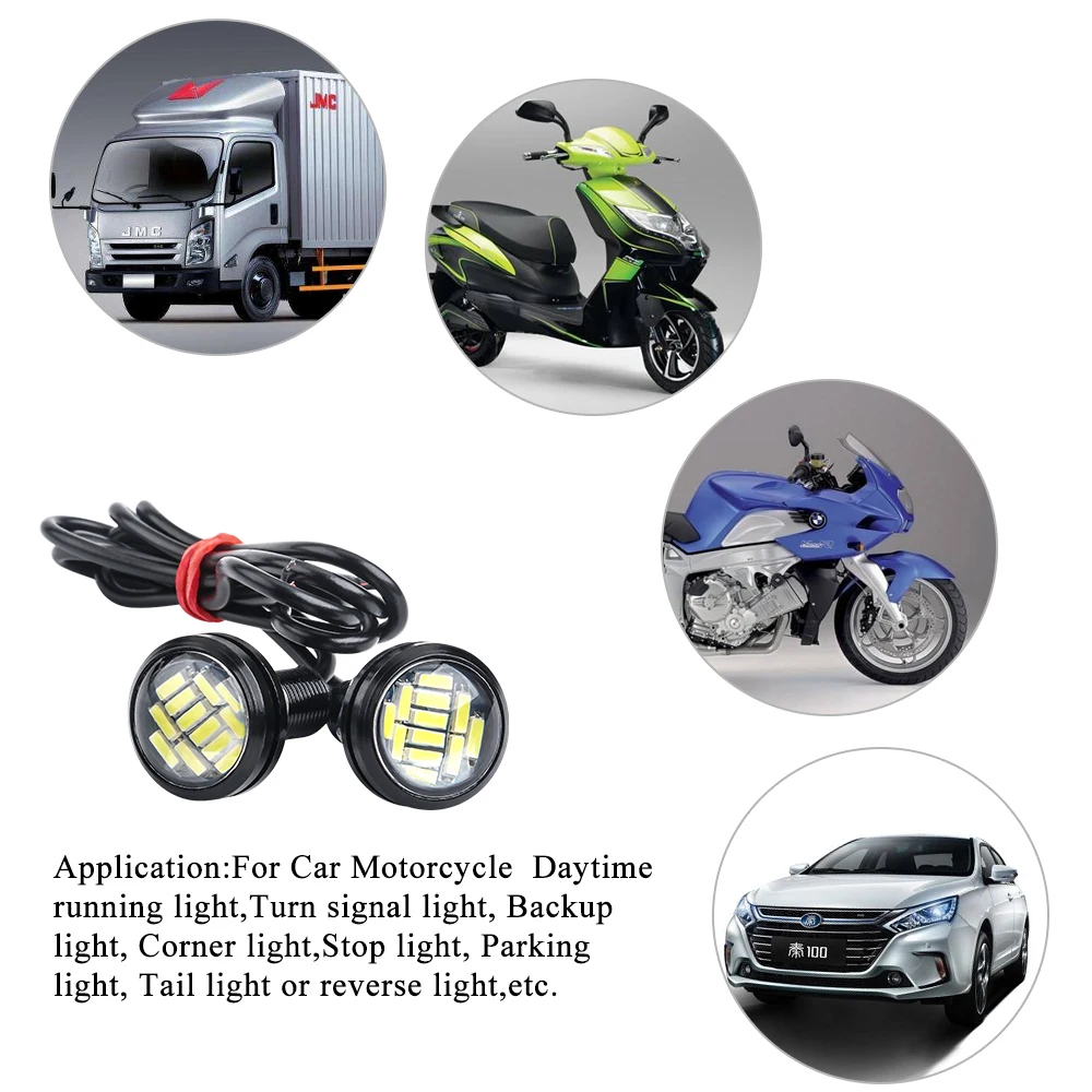 Hawkeye-luces led de señal de rejilla para coche y motocicleta, lámpara de ojo de águila de 23mm, luz de circulación diurna DRL, 12v, 2 uds.