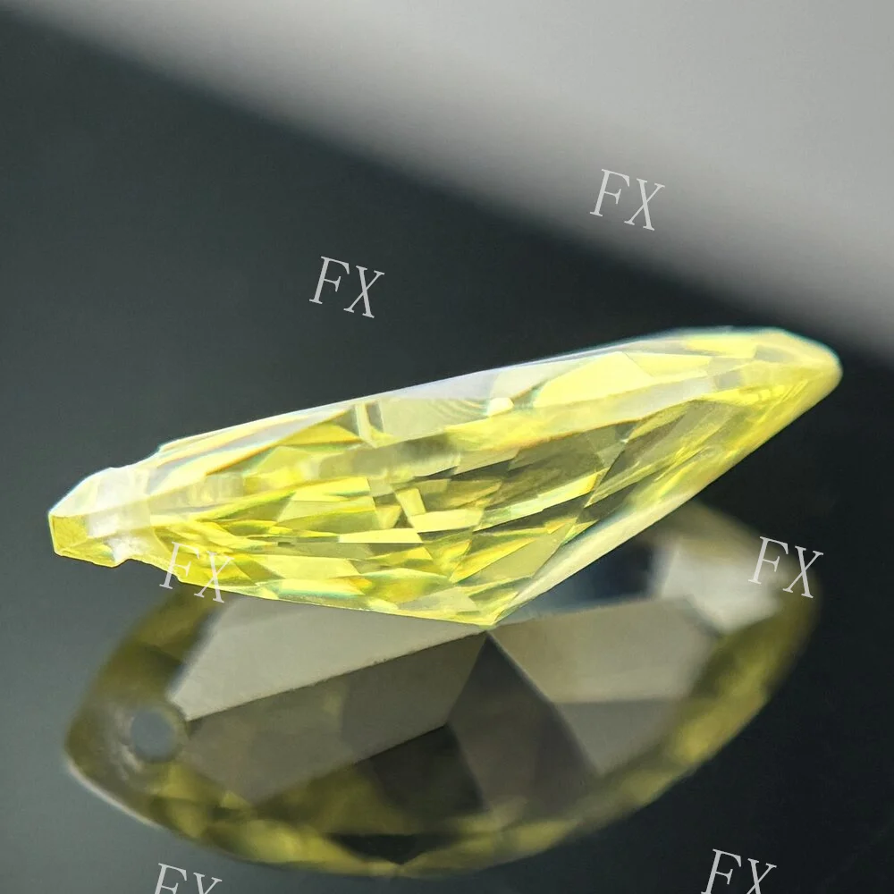 with Single Hole Oive Yellow Marquise Brilliant Cut 5A Loose Cubic Zirconia Stones 4x8~8x16mm CZ Synthetic Gems for DIY Jewelry
