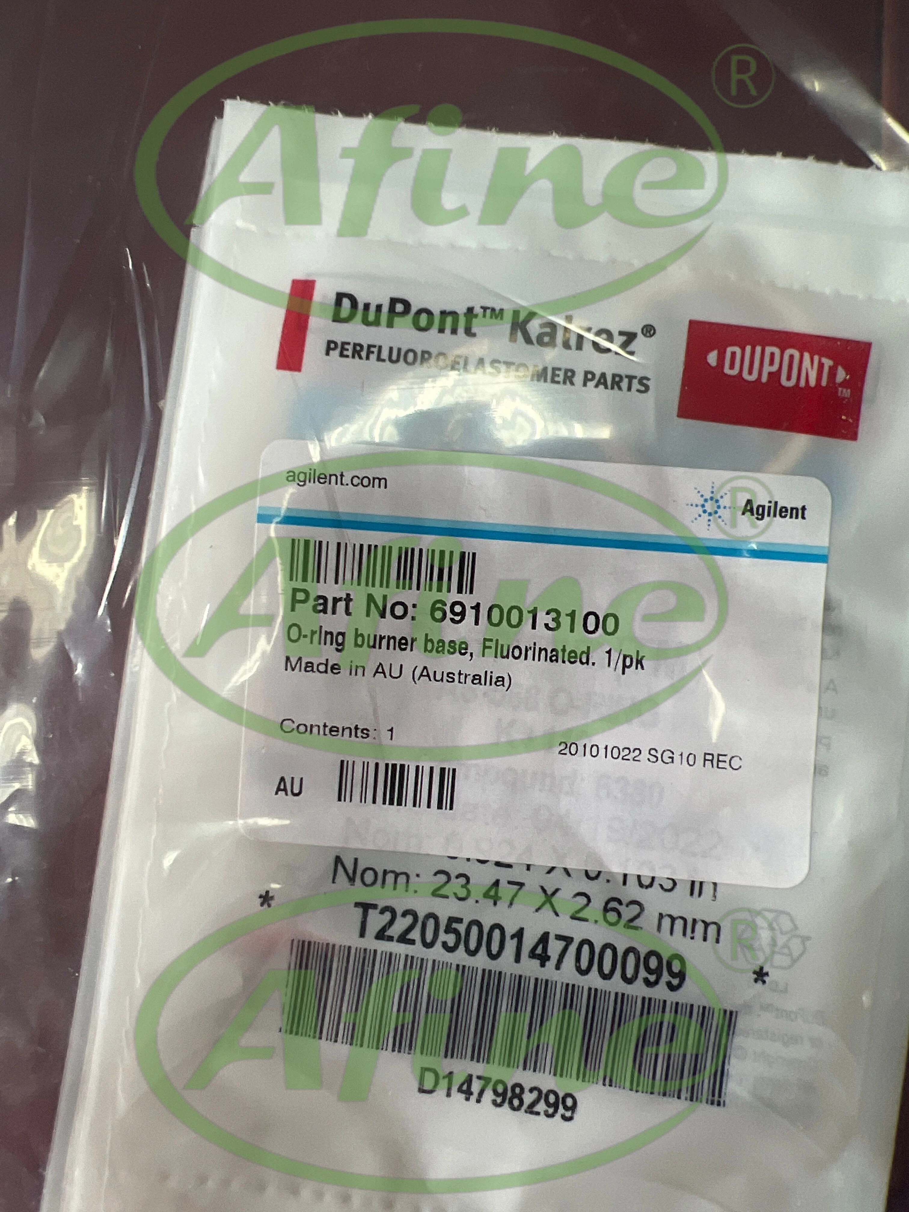 

AFINE Agilent 6910013100 Fluorinated O-Ring for Mark 7 Burner Base, Solvent Compatible, 15/16 in ID x 1-1/8 in OD x 3/32 in