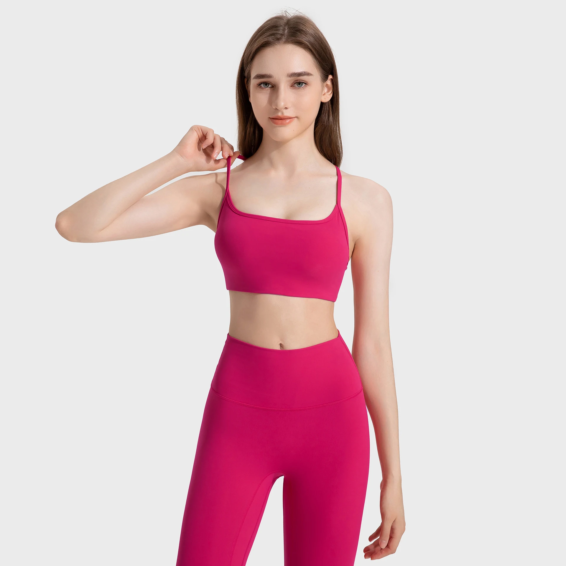 Sexy Yoga Bra Strappy Cross Back Sports Top Quick Dry Padded for Women Gym Training