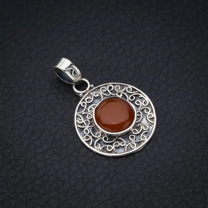 StarGems Carnelian Handmade 925 Sterling Silver Pendant 1.25