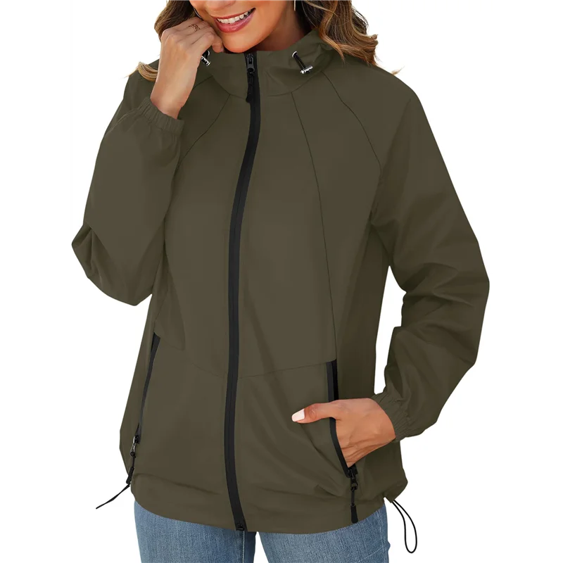 

AB35-Дождевик для женщин, водонепроницаемая ветровка с капюшоном, компактный плащ с карманами