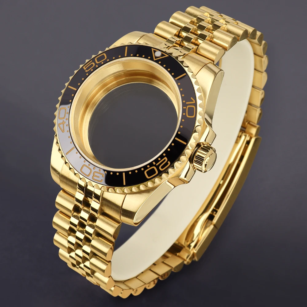 40mm Sub Dive Watch Case Fine Adjustment Slide Clasp Sapphire glass For Gmt Yacht NH34 NH35 NH36 NH38 8215 ETA2824 Movement Mods