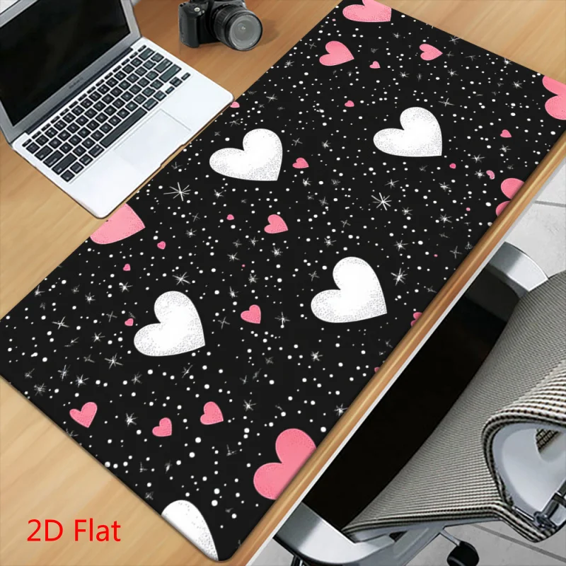 

Atmosphere Black and Pink Love Korean Mouse Pad Extra Large Female Sweet Cool Healing Computer Keyboard Desk Anti Slip Mat