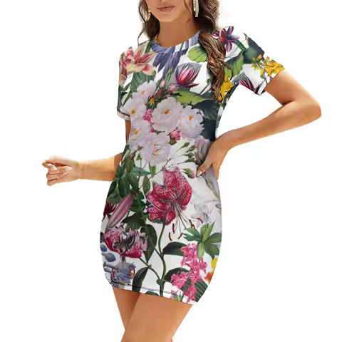 Vintage Garden X Short-Sleeved Dress dress summer 2025 women dress women's evening dresses 2025
