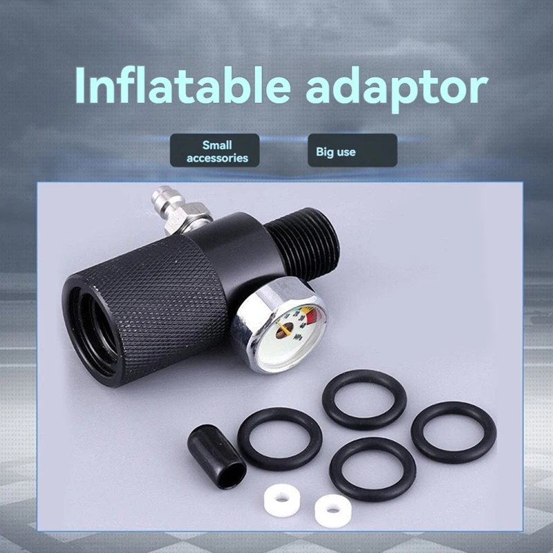 AB42-High Pressure Gas Bottle Valve Adapter Inflatable Adapter Pressure Gauge Inflatable Adapter Double-Hole Pressure Valve