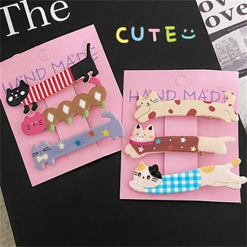 3 pièces/ensemble Chiot Barrettes pour chats Acrylique Animaux mignons Pinces géométriques Épingles à cheveux Épingles latérales Accessoires pour femmes Accessoires pour cheveux 8 meilleures pinces à cheveux pour chat en vente - No 8