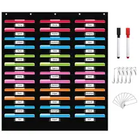 Gráfico de bolsillo para almacenamiento de archivos de 36 bolsillos con bolsillos para etiquetas de nombre, organizador de archivos de pared colgante para aula y oficina