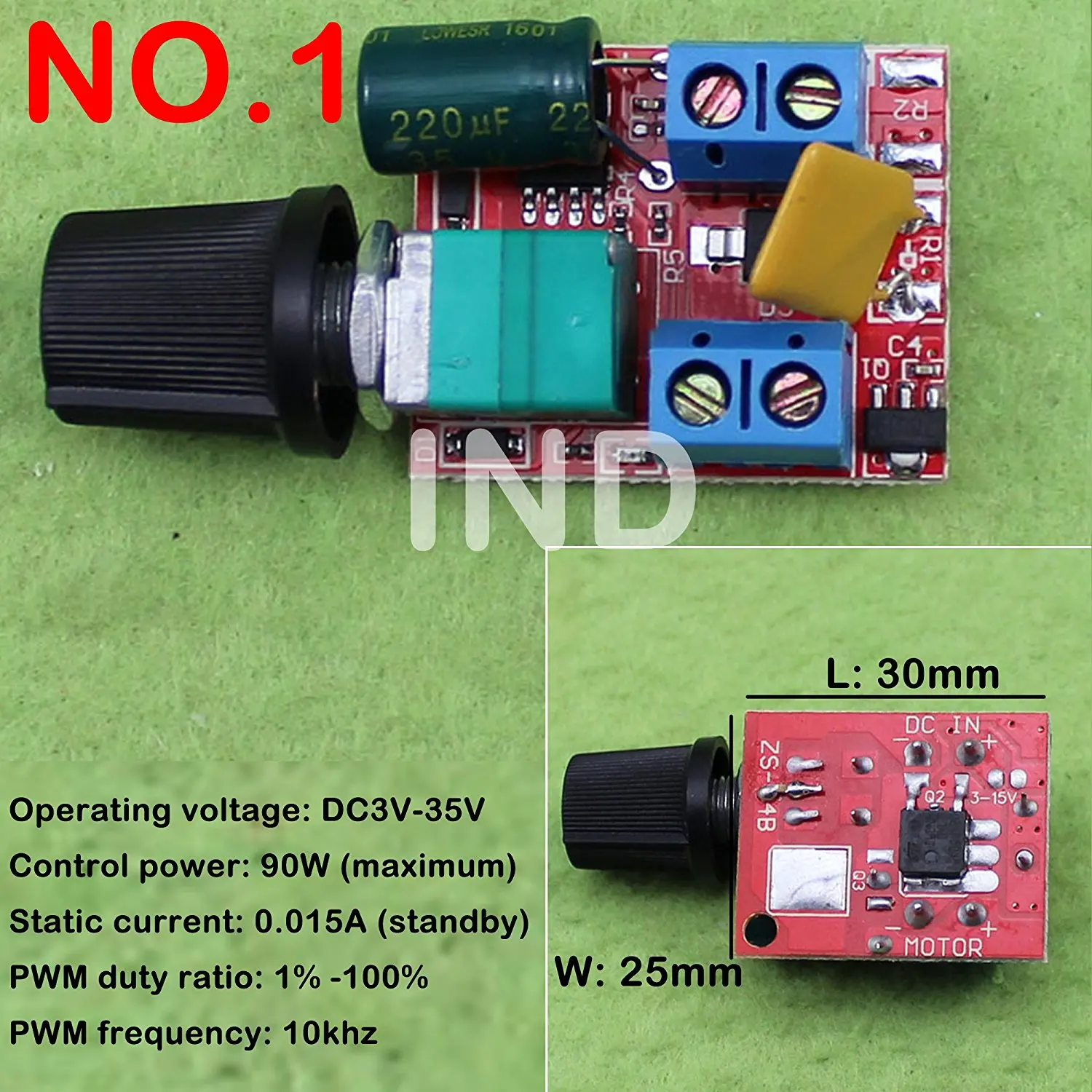 DIY LED U-HOME Mini DC Motor 5A PWM Speed Controller Switch LED Dimmer DC3V 6V 12V 24V 35V 90W for LED Strip LED Panel Light