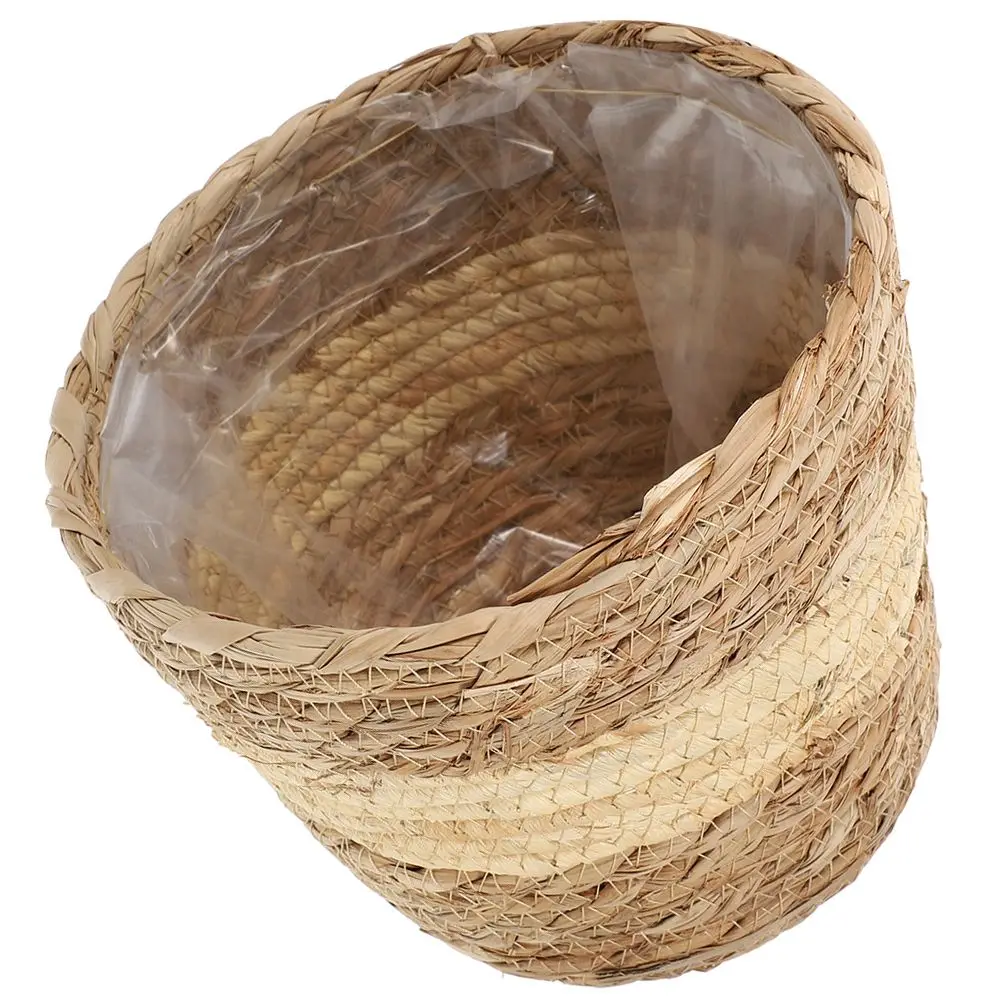 

Rattan Flower Basket Planter Baskets Woven Storage Decoration Indoor Natural Texture Home Matching Style Laundry Toy Holder