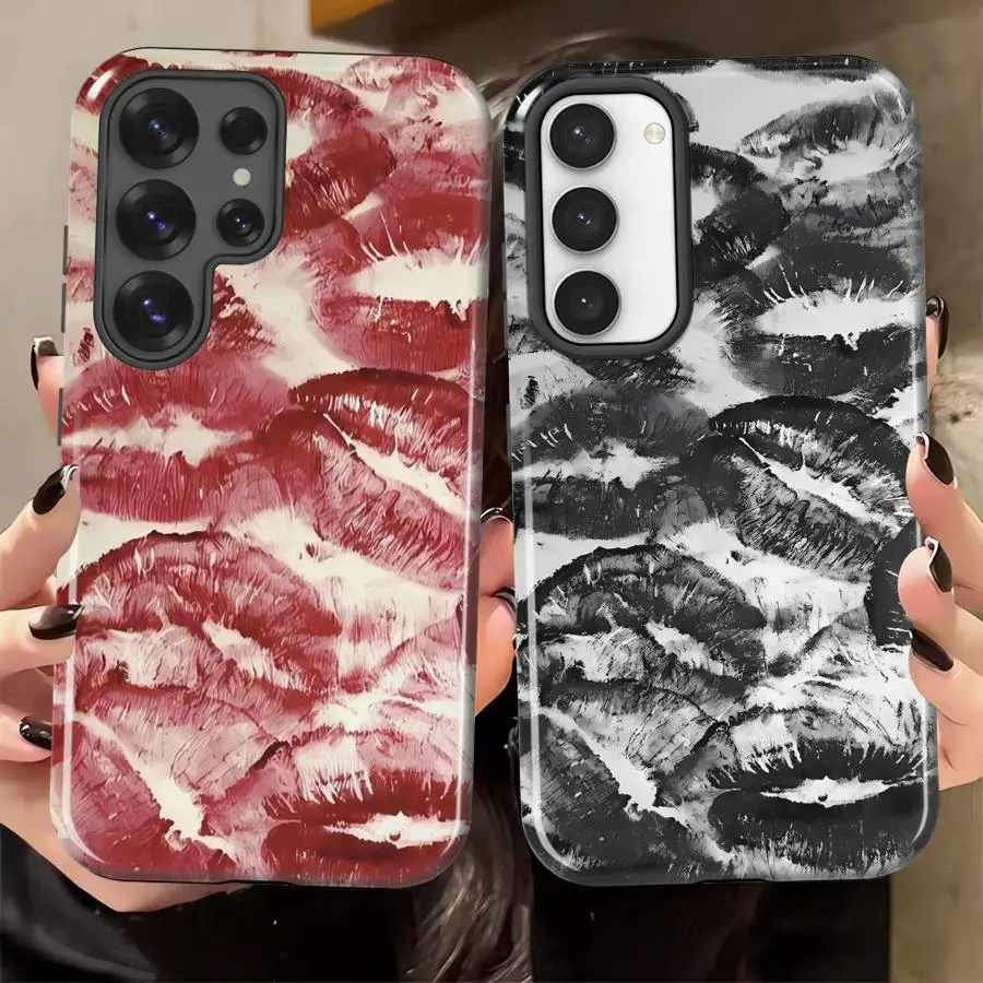 Phone Case for Samsung Galaxy S26 Ultra A56 A16 A36 S20 FE S23 S25Ultra S24 Ultra A26 Soft Cover Capa Lip Art
