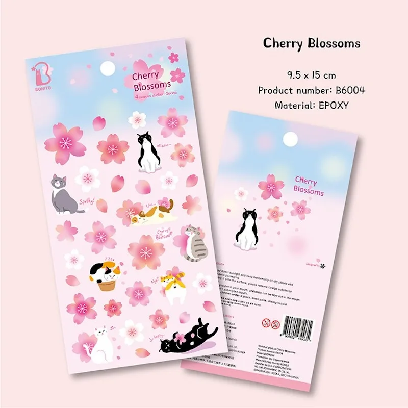 القرطاسية الكورية الجمالية الايبوكسي ساكورا ملصقات ثلاثية الأبعاد زهرة الكرز لسكرابوكينغ غير المرغوب فيه المجلات لتقوم بها بنفسك لوازم الحرفية #1