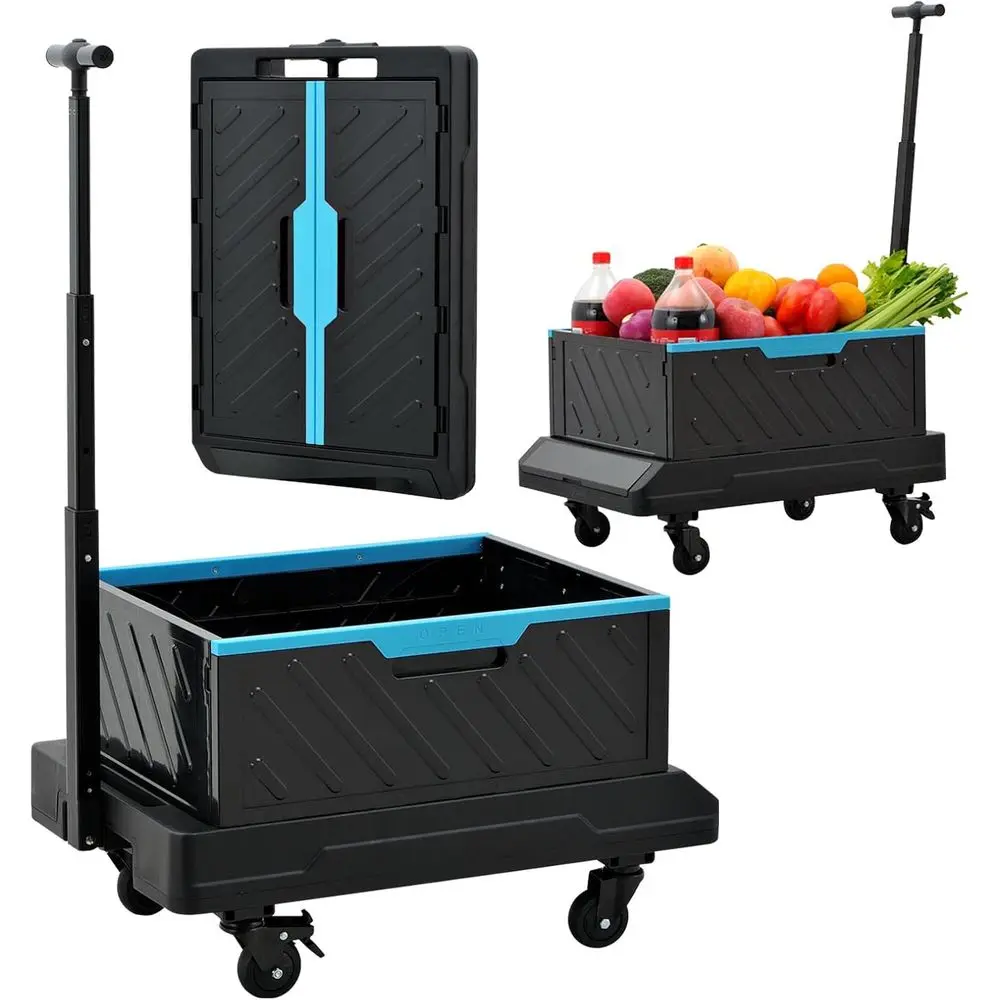 

Складная тележка повышенной прочности грузоподъемностью 132 фунта (около 60 кг) с бесшумными колесами, регулируемой ручкой, многофункциональная для переезда, кемпинга, путешествий