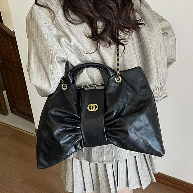 Модная стеганая замшевая сумка в клетку 2025 года для женщин, винтажная шикарная сумка через плечо большой вместимости, элегантная пригородная и дневная сумочка