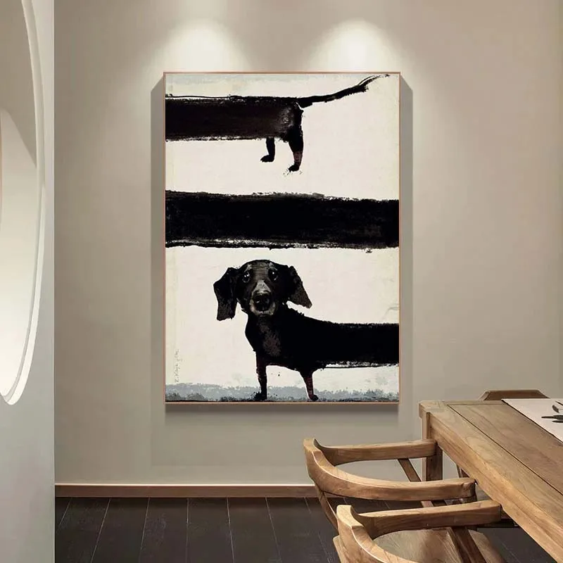 Modern Funny Animals Wall Art Poster Prints Abstract Black Dog Aesthetics Canvas Painting Picture for Living Room Home Decor - Image 3