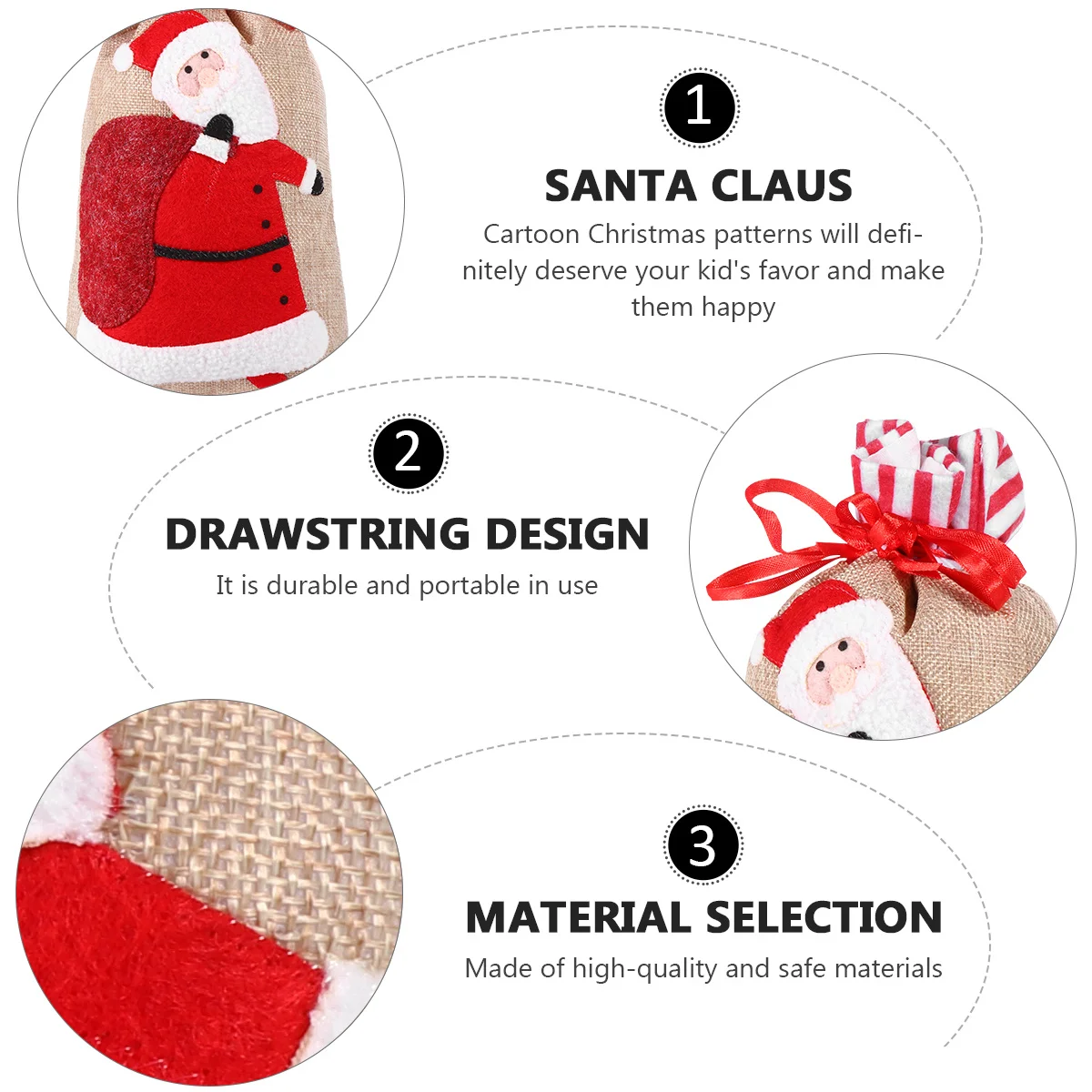 

2Pcs Christmas Candy Pouch Nonwoven Drawstring Bag Gift Storage Party Favor Treat Tote Xmas Candy Bag Gift