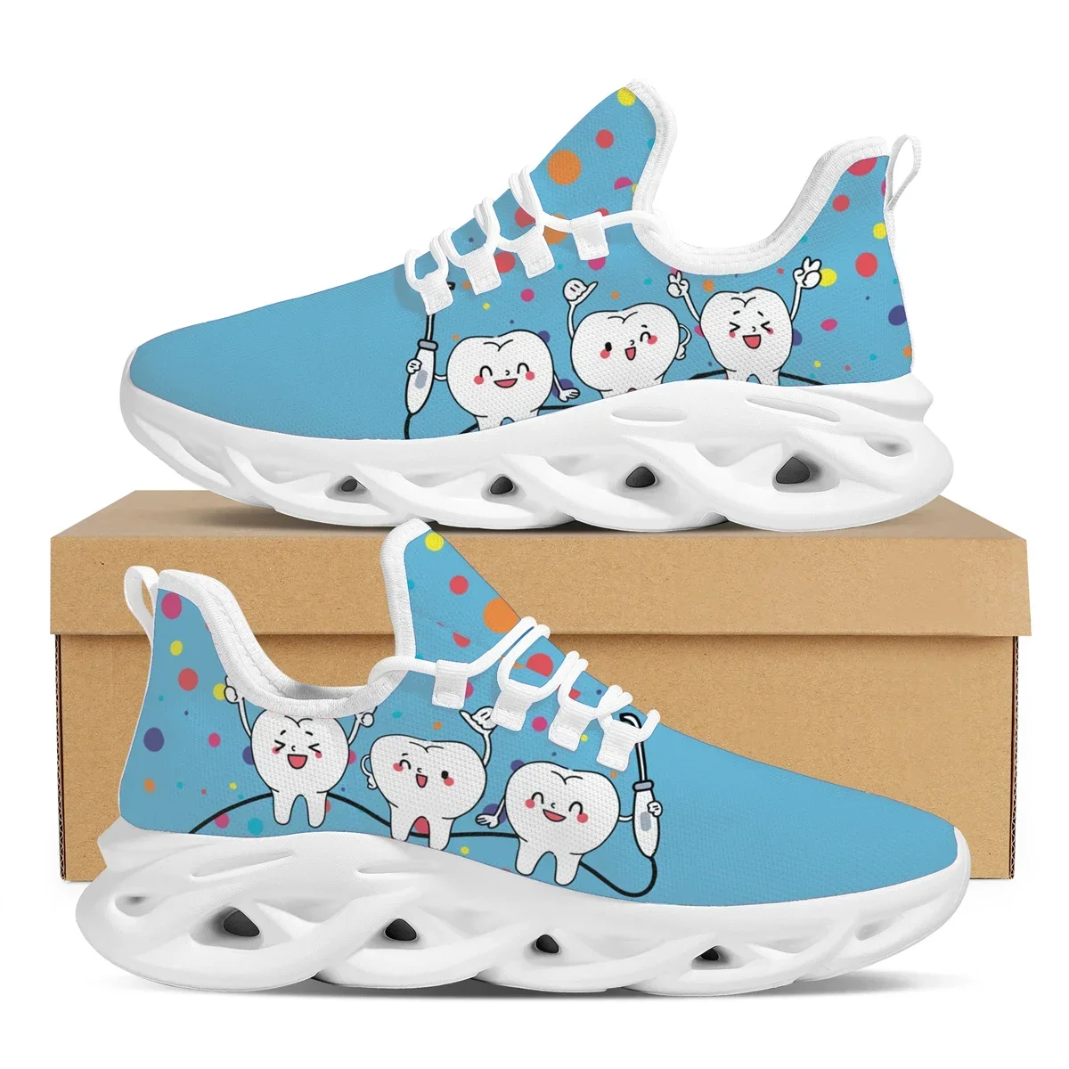 

Cartoon Tooth Design Pattern Sneakers Dentist Print Design Flat Shoes Winter Breathable Comfortable Vulcanized Shoes