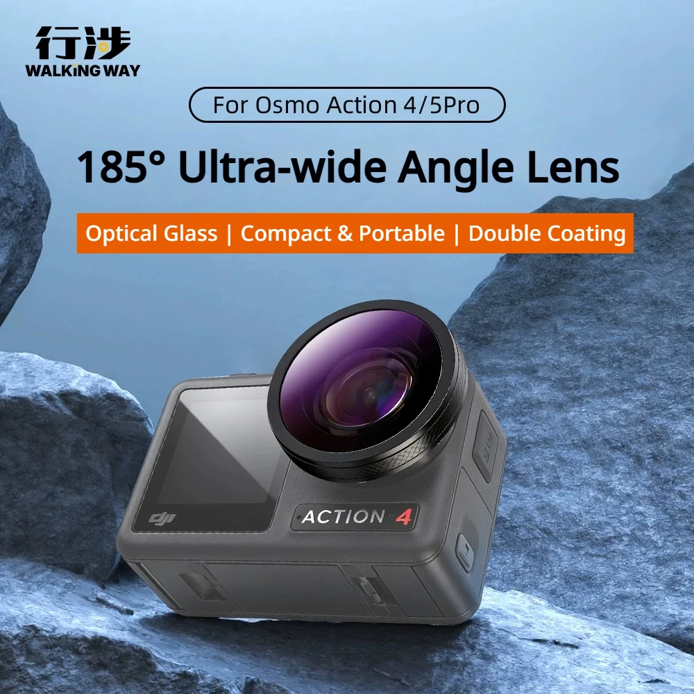 Suitable For DJI Action 5pro/4 Sports Camera Fov Boost Lens 185 ° Wide-Angle Filter Optical Glass Double-Layer Coating Filter