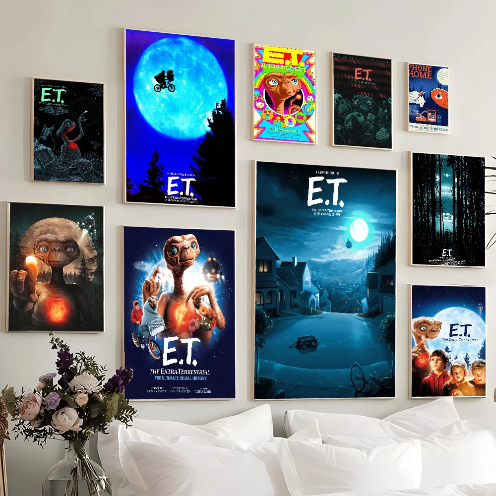 E T The Extraterrestrial Movie DIY Sticky Poster Waterproof Paper Sticker Coffee House Bar Stickers Wall Painting