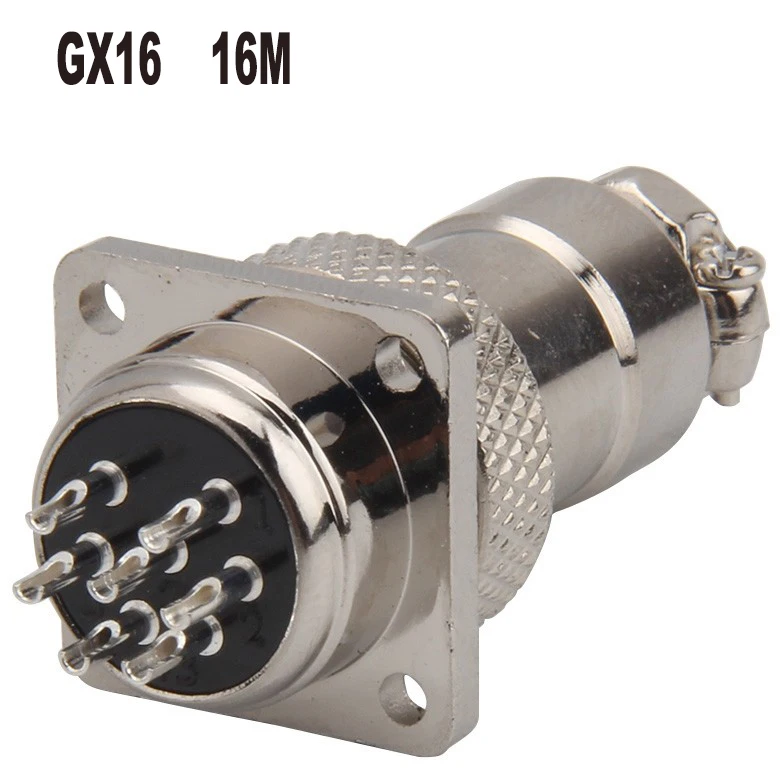 GX16-7-pin aviation plug connector 16M-7A/7H,GX16-7 square flange socket, female direct 12.5MM, male diameter 16MM,