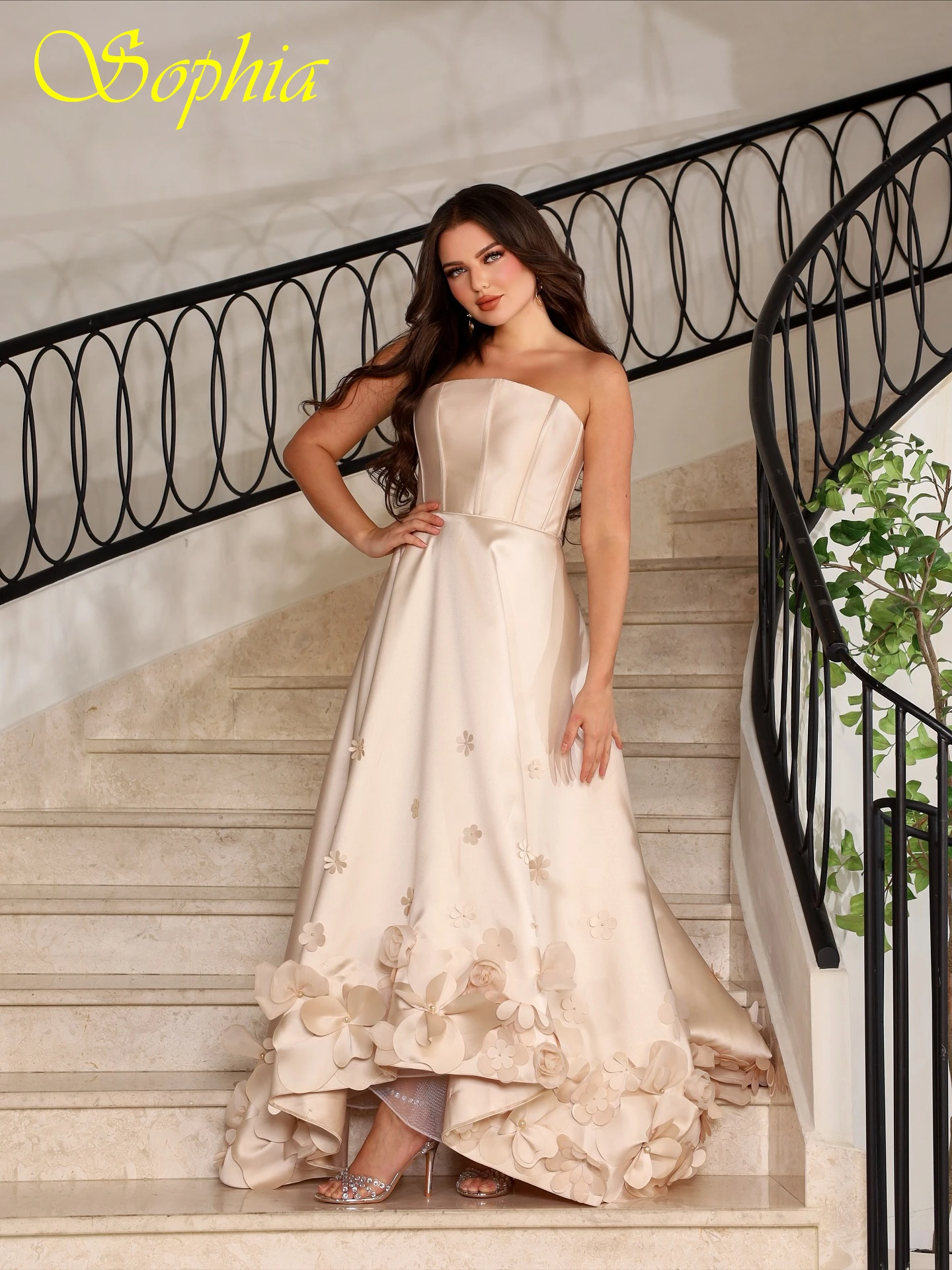 

Customized A-Line Strapless Sleeveless Elegant Formal Evening Dress Delicate Party Dress Fashion Modern Bespoke Occasion Gowns