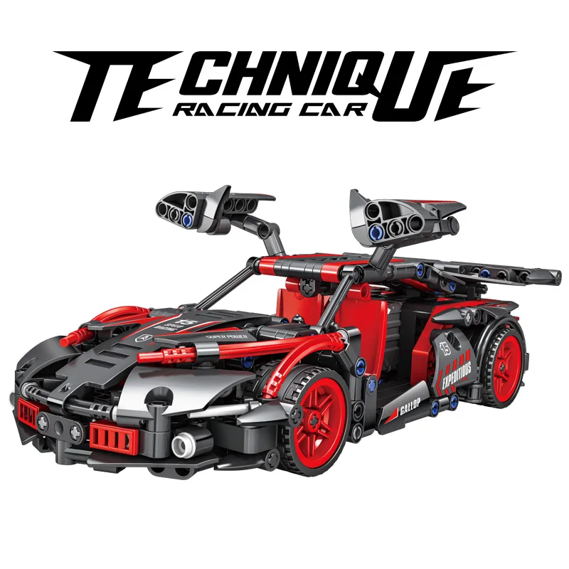 

525 деталей, технические спортивные автомобили, модель гоночного автомобиля, строительные блоки с функцией отката назад, игрушка для подарков на день рождения