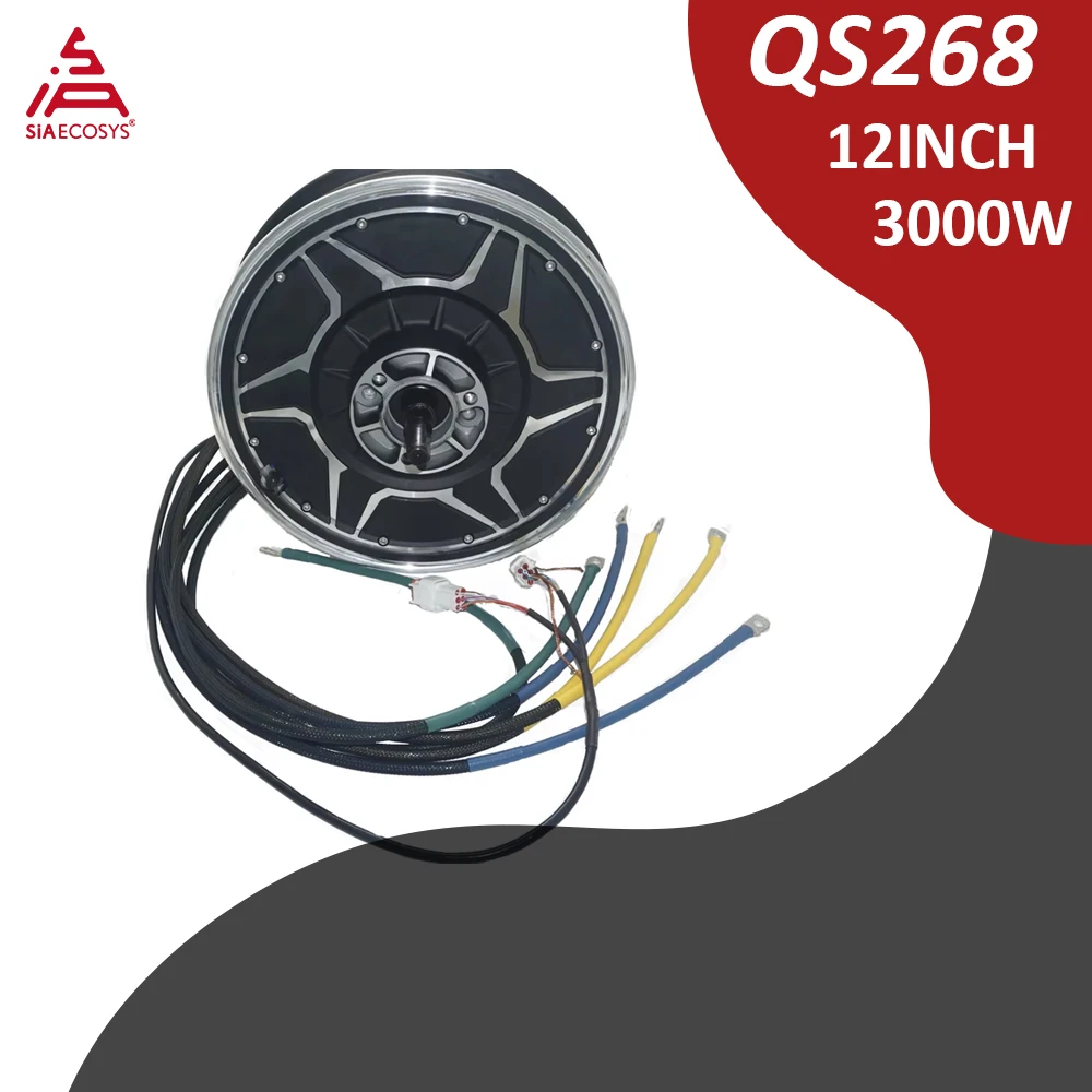 QSMOTOR QS268 V5 3000W Hub Motor 12x3.0 Inch 72V 130KPH BLDC In-Wheel Electric Motorcycle E-Moto Upgrade High Power