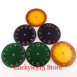 Fit ETA 6497 California Sterile 37MM Black/Green/Yellow Watch Dial ST3600 Hand Winding Movement Men Watch