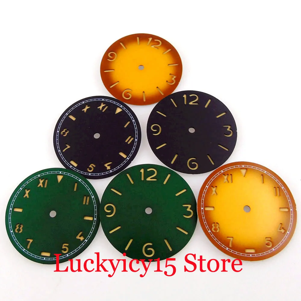 Fit ETA 6497 kalifornia sterylne 37MM czarny/zielony/żółty zegarek wybierania ST3600 ręczne nakręcanie ruch mężczyźni oglądać