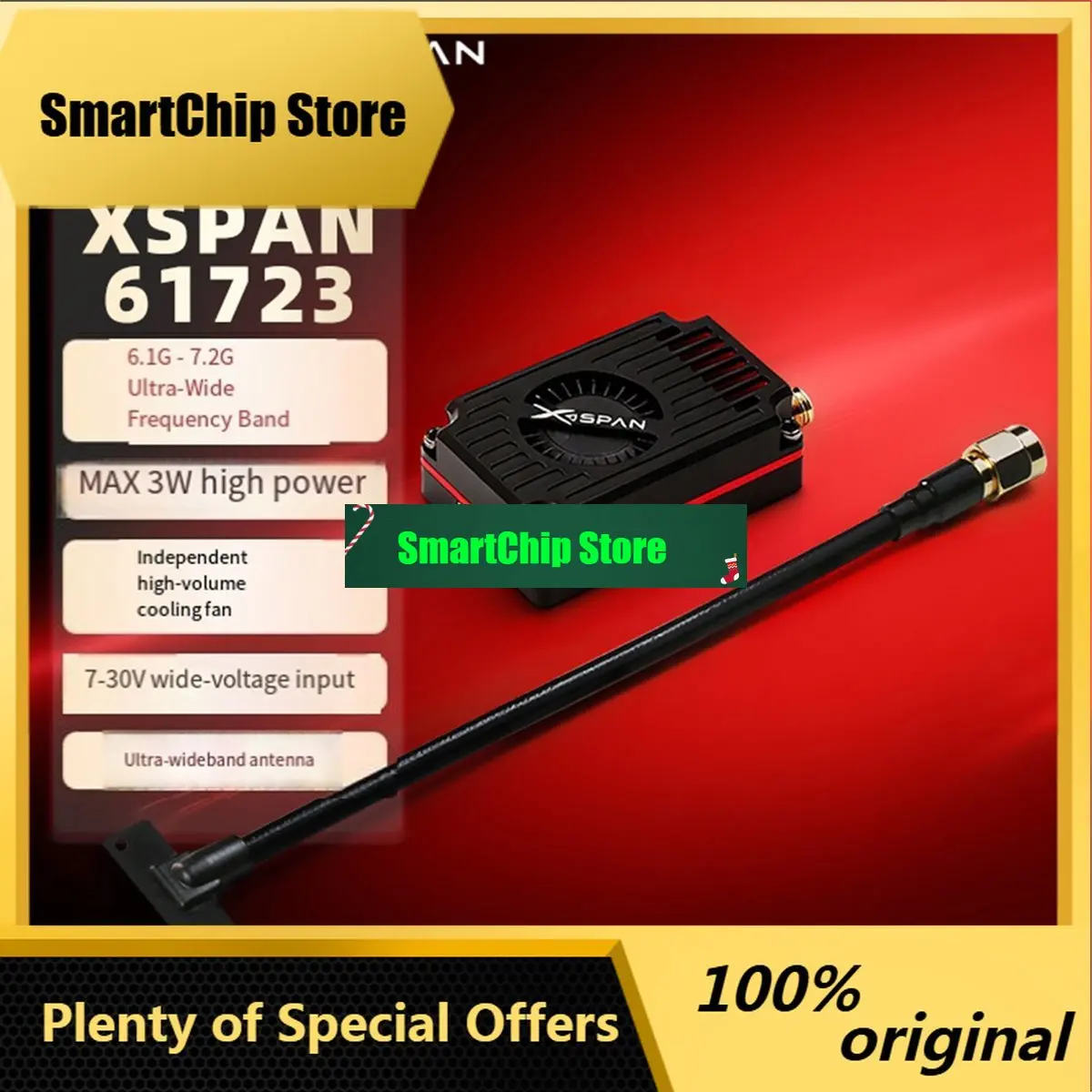 SmCpNew Electronics 6.1G-7.2G 3W Video Transmitter With Omni Directional Antenna For FPV Long Range Drone RC Parts HD VTX Module