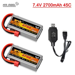 Power Max 60C RC Lipo Battery 2s 7.4V 2700mAh 45C For Wltoys 12428 12423 RC Car feiyue 03 Q39 Upgrade parts Battery