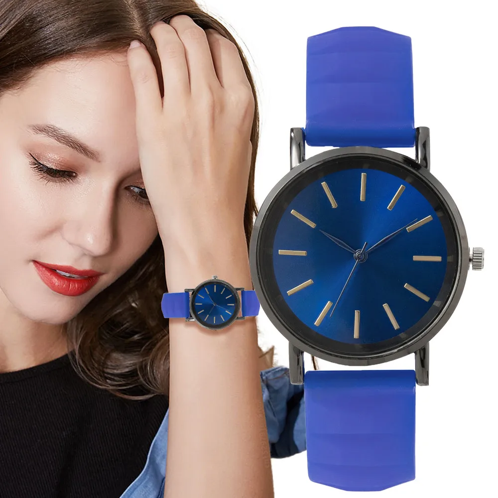 Simple Blue Studs Ladies Dress Quartz Watch Fashion 2023 New Silicone Stripes Women Brands Clocks Wristwatches