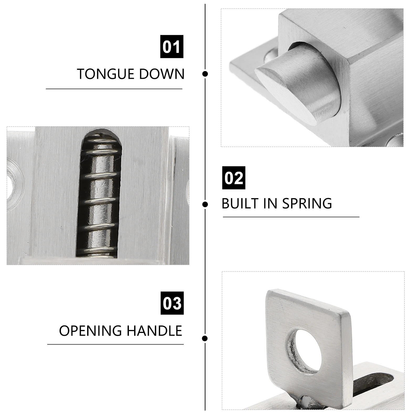 

1Pcs High Quality Steel Door Safety Latch Spring Bolt Lock for Interior Doors Windows Fences Kennels Bars Protection