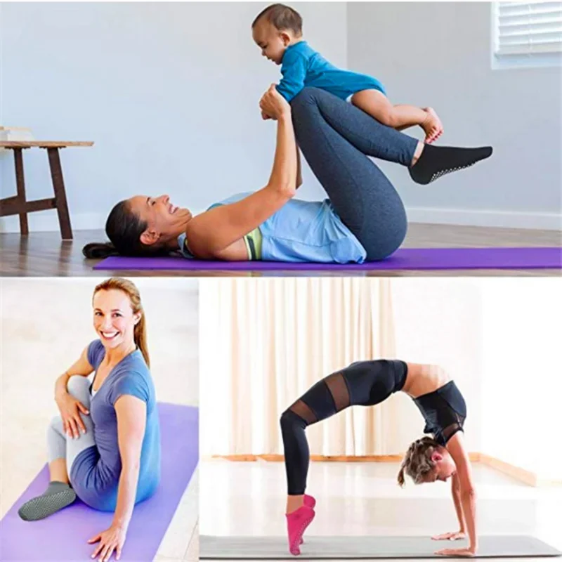 3pairs/lot joga ponožky pro ženy protiskluzový gripy popruhy obinadlo bavlna ponožka pilates čistý barre balet tanec bos cvičení