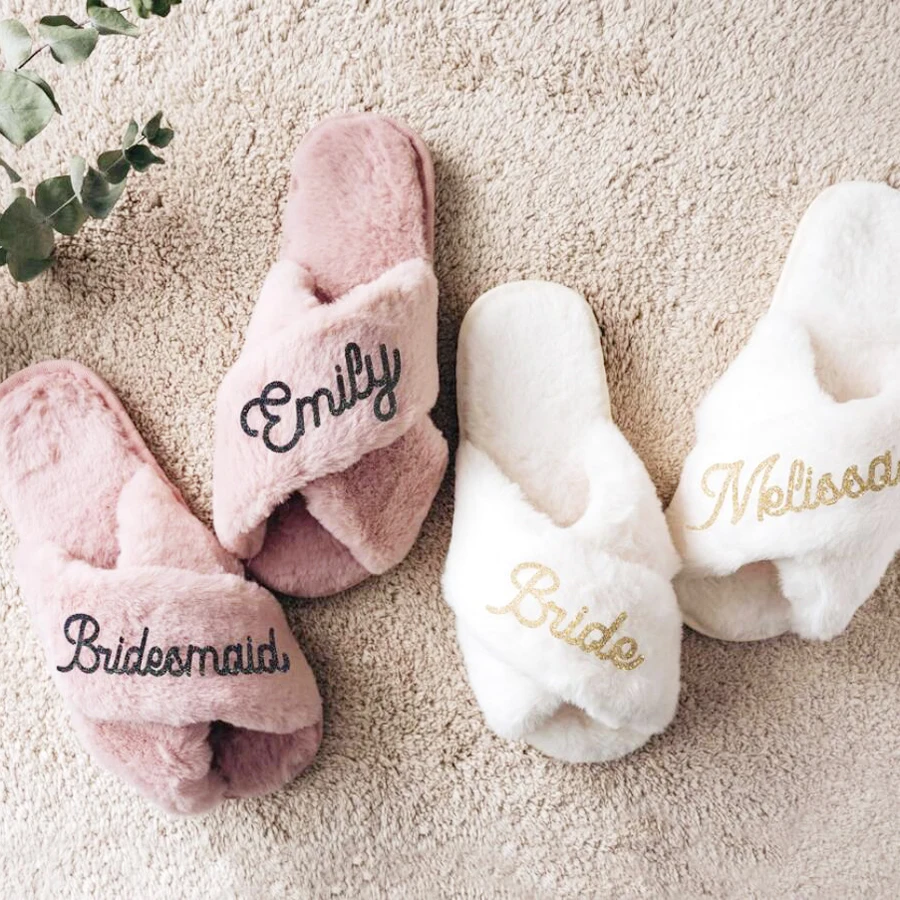 

Bridesmaid Slippers, Bridal Slippers, Personalized Slippers, Bachelorette Party Gifts, Custom Gifts for Mom, Wedding Gift