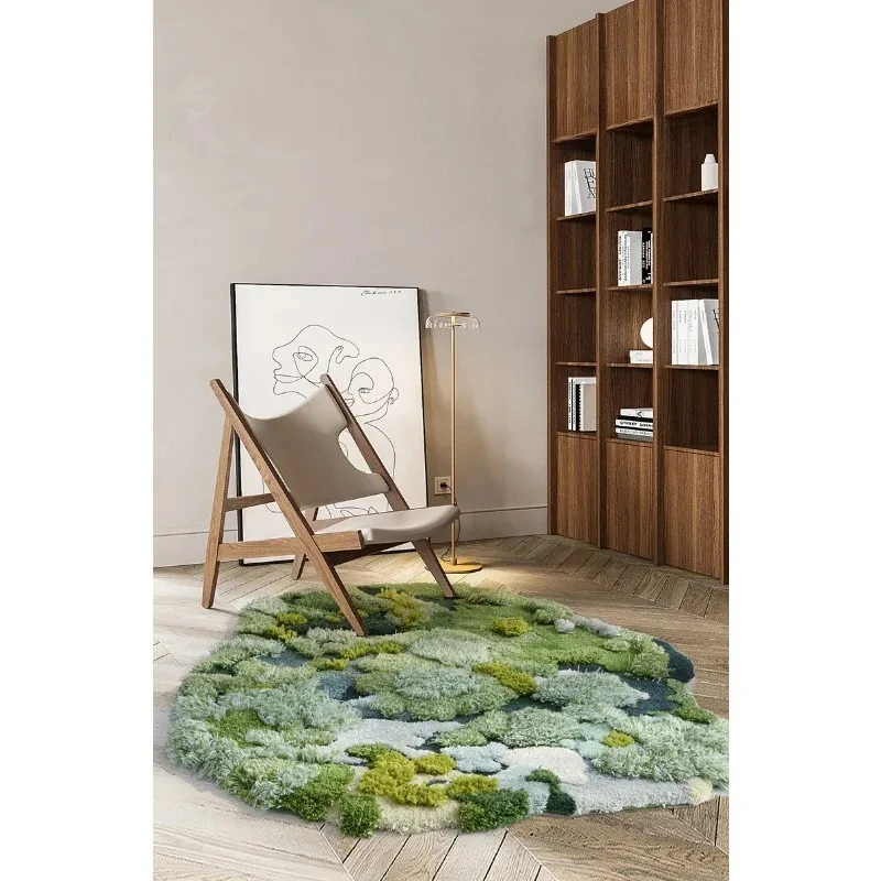 Spring leisure corner, irregular moss carpet, handmade wool living room, bedroom, bedside green arrangement