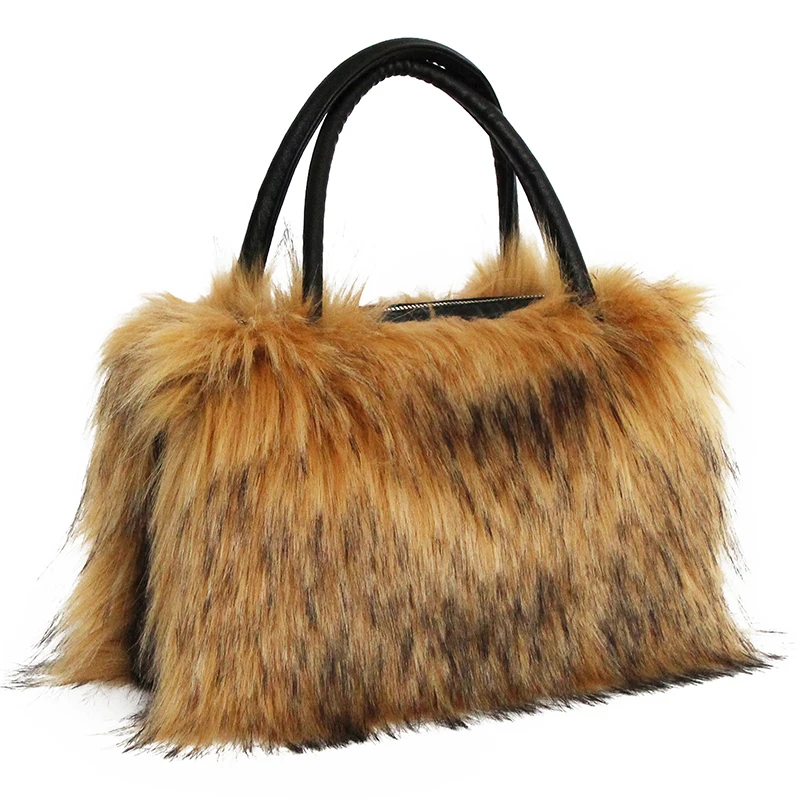 

Fashion Handbag Women Winter Faux Fur Fluffy Tote Bag Soft Plush Designer Ladies Girl Shopper Purses For Shopping Female Bags