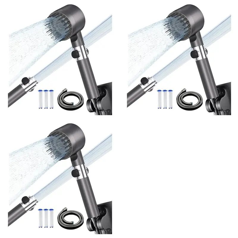 

2025 Trend 3X Drops High Pressure Shower Head,Filtered Showerhead With 60 Inch Hose,Shower Head 4 Spraymode With Water Filte