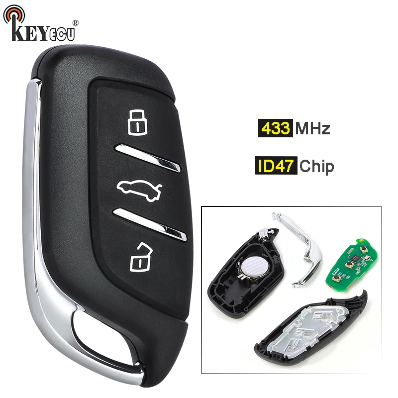 

KEYECU 433MHz ID47 PCF29A1 Chip Keyless-Go Remote Car Key Fob for ROEWE RX3 RX8 RX5 ERX5 I6 I5 2015-2019