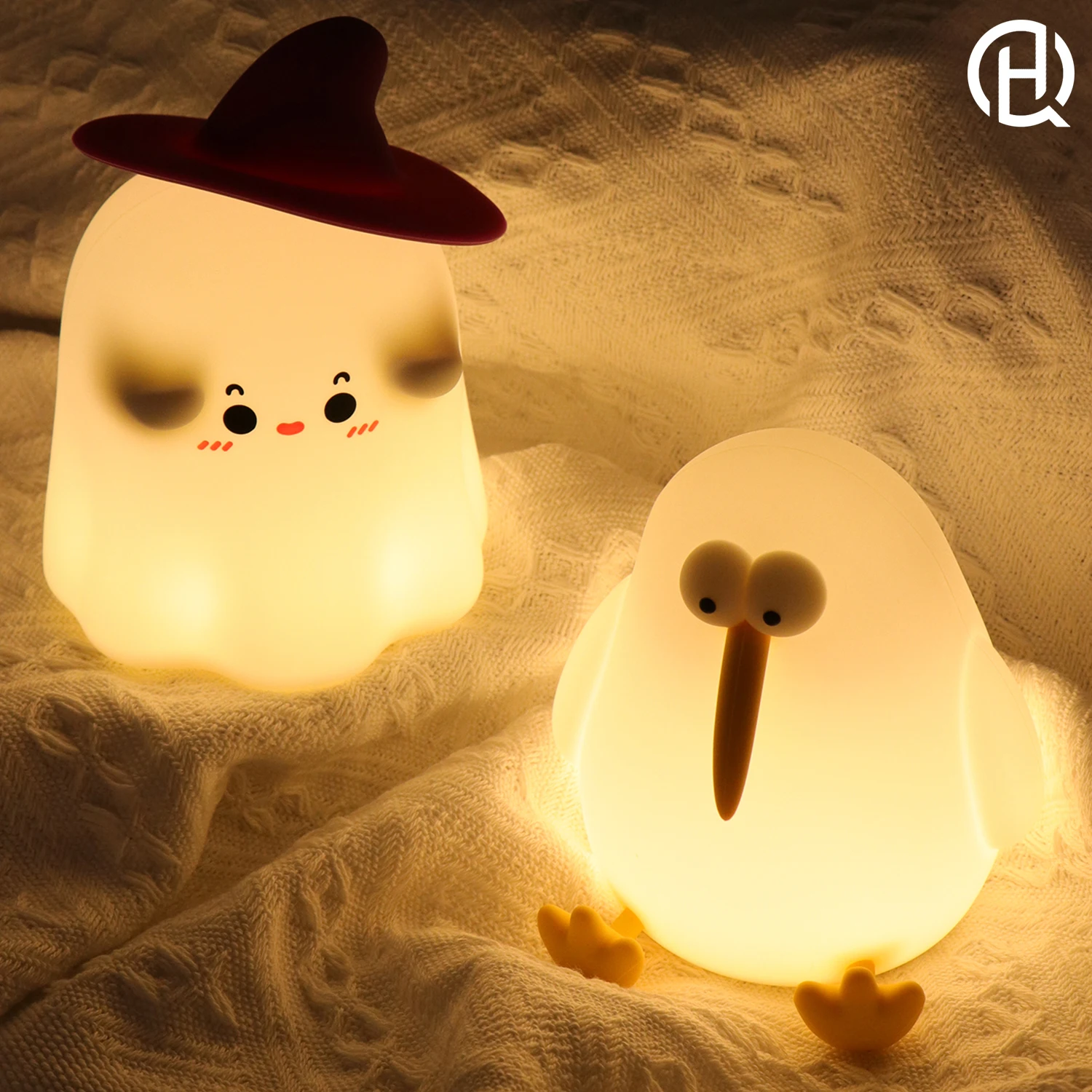 LED Night Light Cartoon Silicone Lamp for Kid Adult Touch Sensor Timing USB Rechargeable for Birthday Xmas Halloween Gift