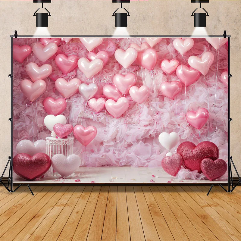 

Romantic Valentine's Day Photography Backdrops Props Red Rose Birthday Love Wedding Love Hearts Photo Studio Background VS-61