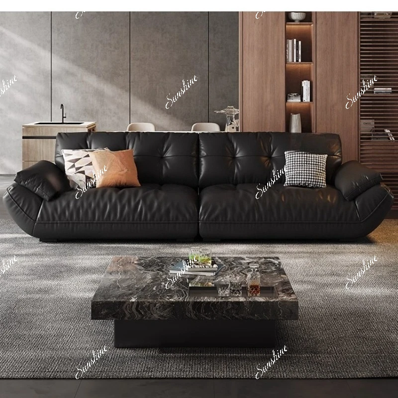 

TTLight luxury nappa cowhide space cloud sofa living room three-person sofa