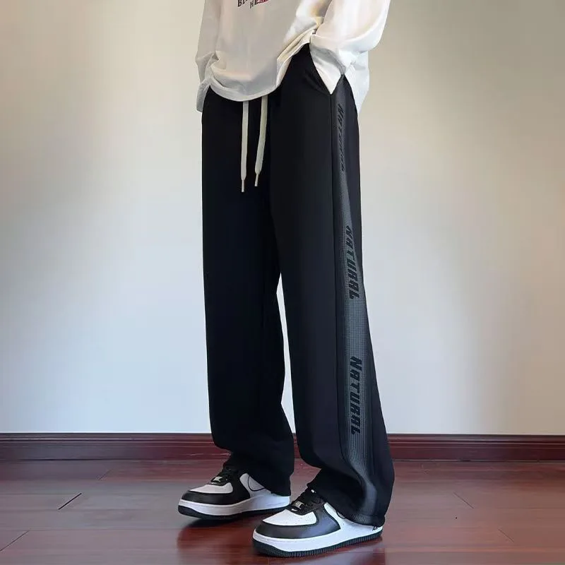 

New 2025 American Casual Sle Men's Sweatpants Loose Straight Leg Spor Long Trousers Faionable Spring Autumn Wear