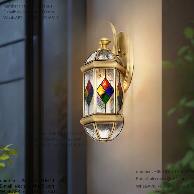 

European style full copper wall light, outdoor waterproof villa gate wall lamp, outdoor courtyard corridor balcony terrace