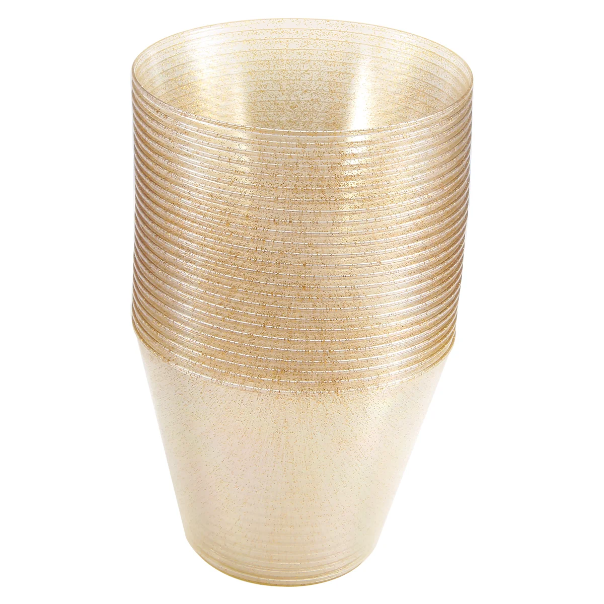 Gold Plastic Cups Clear Plastic Wine Glasses, Fancy Disposable Hard Plastic Cups with Gold Glitter for Party Cups 25Pcs